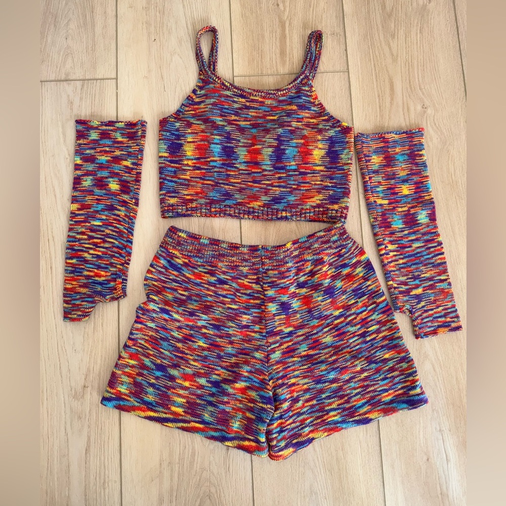 Colorful Knit Two-Piece Festival Set